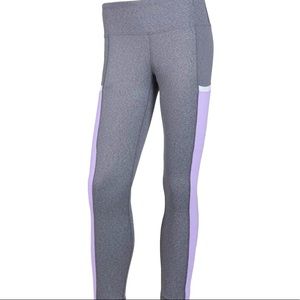 NWOT Footjoy Ladies Panel Pocket Charcoal Heather Orchid Purple Leggings Sz XS💜